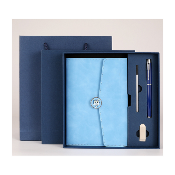 Blue Premium A5 Three Fold Notebook Gift Set With 16Gb Usb And Pen School Supplies