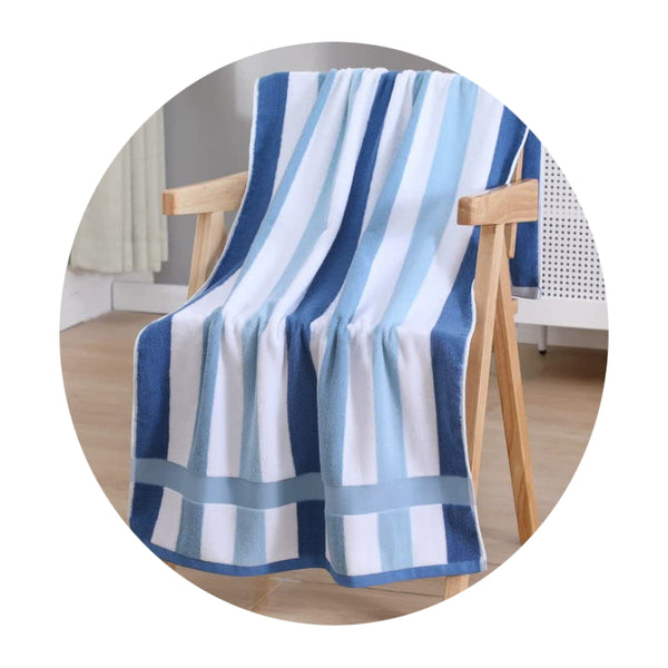 Blue Ultra Absorbent Long Fiber Cotton Large Bath Towel Perfect For Home Hotel And Beauty Salons 140Cm*70Cm Towels & Washcloths