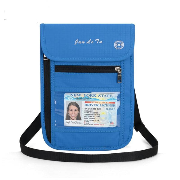 Rfid Passport Storage Bag Anti Theft Messenger Blue Id & Document Holders