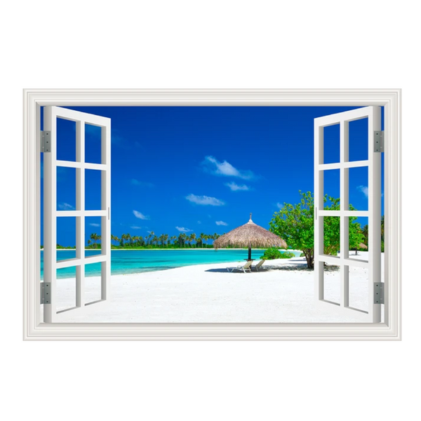 Blue Beach Nature Sky 3D View Wall Sticker Pvc Sea Landscape Vinyl Decal Room Decor Self Adhesive Wallpaper Picture Wall Stickers