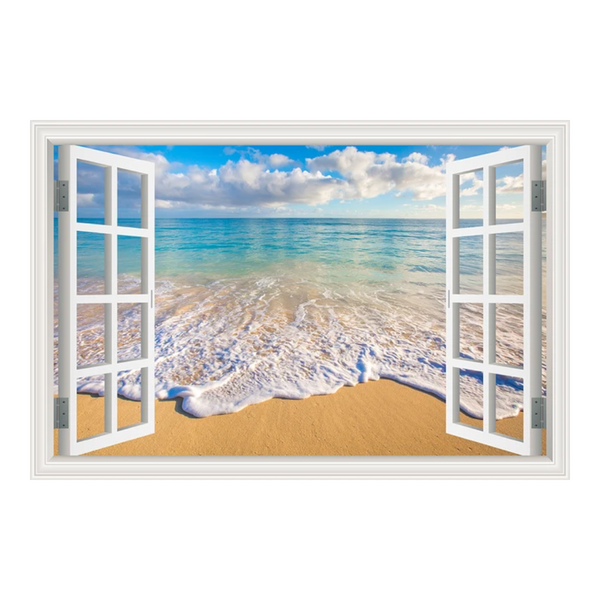 Blue Beach Nature Sky 3D View Wall Sticker Pvc Sea Landscape Vinyl Decal Room Decor Self Adhesive Wallpaper Picture Wall Stickers