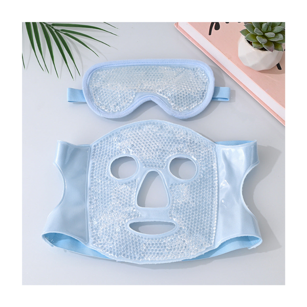 Blue Reusable Cooling Gel Bead Face Mask And Eye Set Soothing Therapy For Puffy Eyes Headaches Facial Relaxation Skin Masks