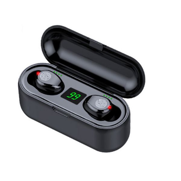 Bluetooth 5.0 F9 Mini True Wireless Digital Display Hi Fi Headset Smart Touch Waterproof Headphone Earbuds