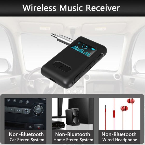Bluetooth 5.0 Receiver Lcd Display Screen Wireless Audio Adapter Car Transmitter