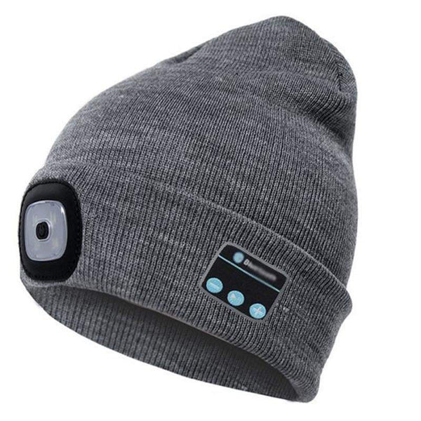 Wireless Bluetooth Music Knitted Hat With Led Lamp Camping Beanie Headlamp