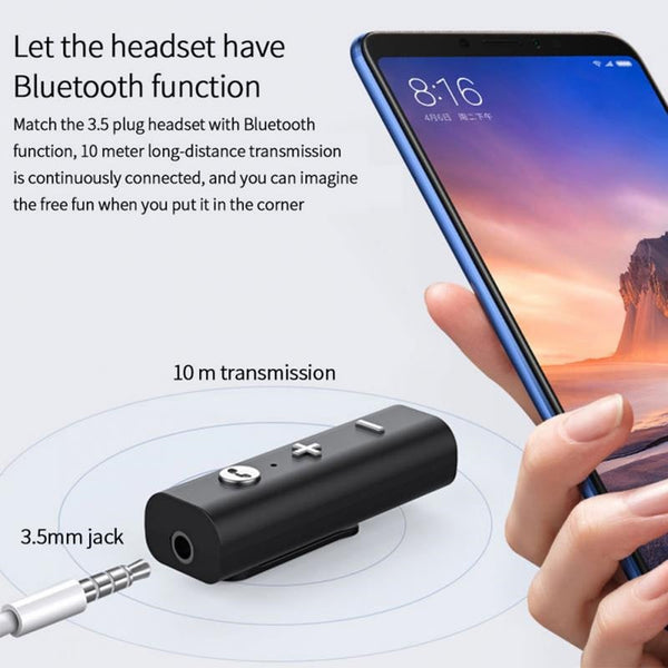 Bluetooth Receiver 3.5Mm Aux Audio Adapter Plug And Play Music Rechargeable 5.0