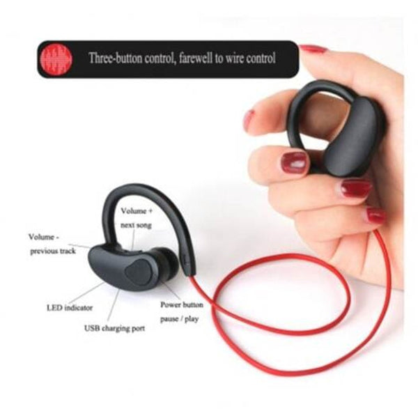 Bluetooth Stereo Wireless Sports Headphones Handsfree With Microphone For Ios Android Phone Black