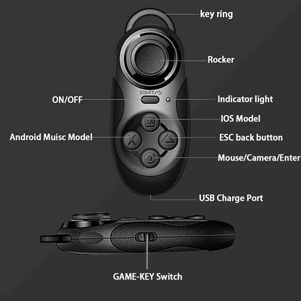 Bluetooth Remote Controller Wireless Mini Gamepad Selfie Shutter Music Player For Android / Ios Cell Phone Tablet Pc