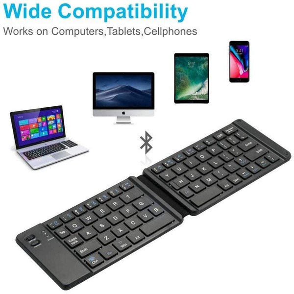 Tablet Keyboards Bluetooth Foldable Rechargeable Full Size Compatible With Ios Iphone Android Smart Phone Desk Windows Laptop Black