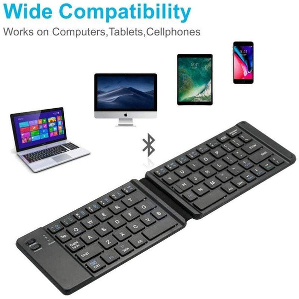 Tablet Keyboards Bluetooth Foldable Rechargeable Full Size Compatible With Ios Iphone Android Smart Phone Desk Windows Laptop Black Keyboards & Keypad