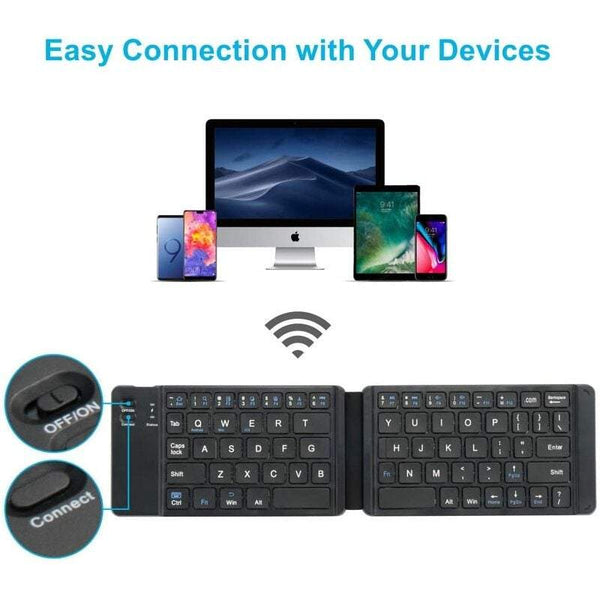 Tablet Keyboards Bluetooth Foldable Rechargeable Full Size Compatible With Ios Iphone Android Smart Phone Desk Windows Laptop Black Keyboards & Keypad