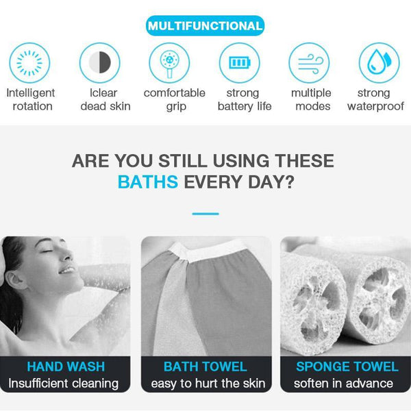 Body Shower Brush Electric Back Cleaning Massage Scrubber Spin System Massagers