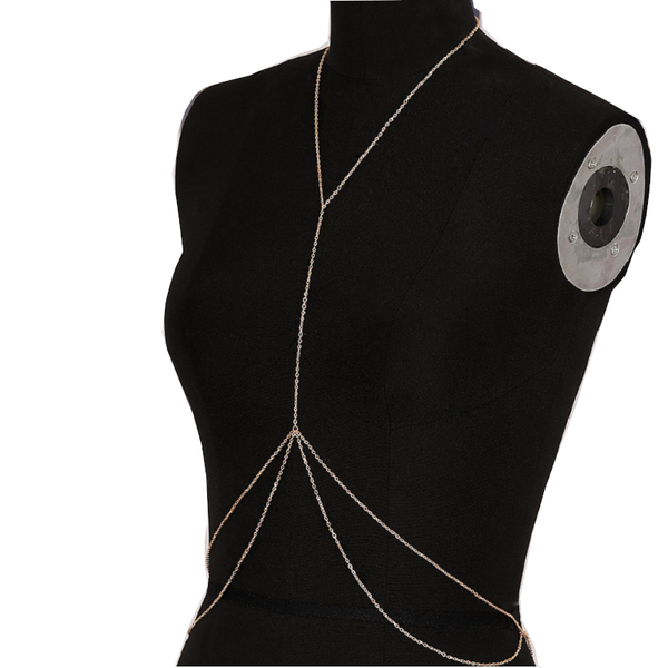 Veile Studios Simple Layered Fringed Body Chain Golden Body Chains