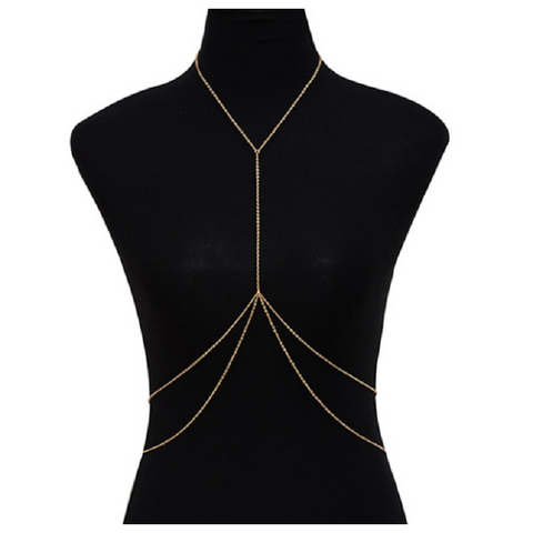 Veile Studios Simple Layered Fringed Body Chain Golden Body Chains