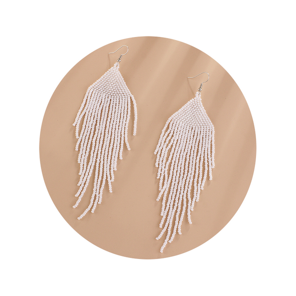 Veile Studios Bohemian Ethnic Colourful Handmade Beads Tassel Boho Beaded Hanging Earrings