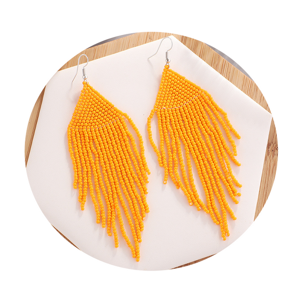 Veile Studios Bohemian Ethnic Colourful Handmade Beads Tassel Boho Beaded Hanging Earrings