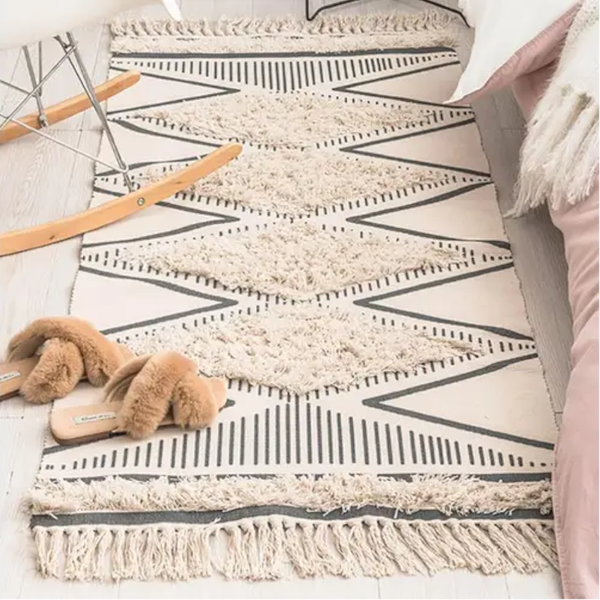 Boho Moroccan Cotton Hand Woven Rug Rugs
