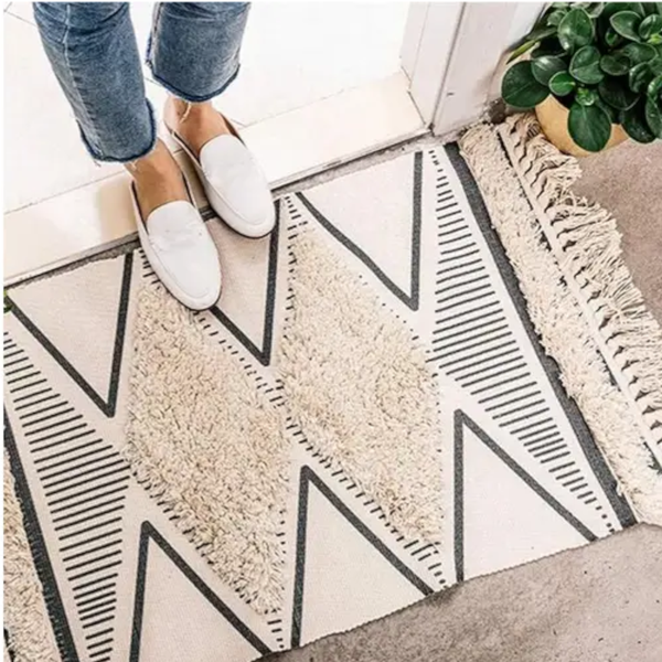 Boho Moroccan Cotton Hand Woven Rug Rugs