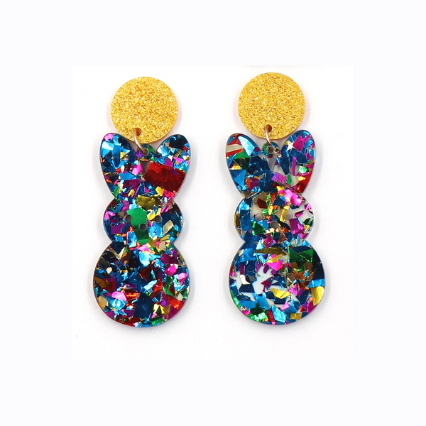 Boho Rainbow Easter Bunny Egg Acrylic Earrings Jewellery