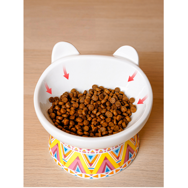 Boho Cute Small Elevated Ceramic Cat Bowl Pet Supplies Dishes Feeders & Fountains