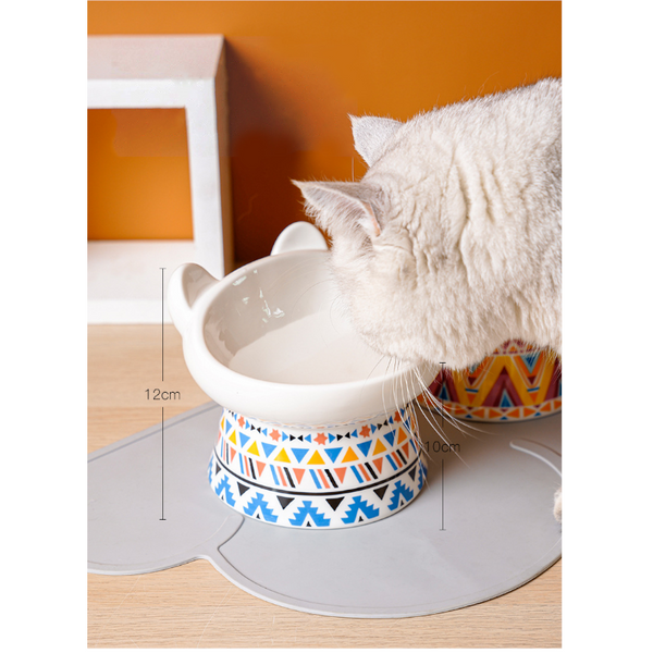 Boho Cute Small Elevated Ceramic Cat Bowl Pet Supplies Dishes Feeders & Fountains