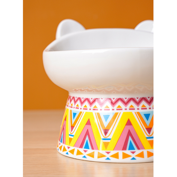 Boho Cute Small Elevated Ceramic Cat Bowl Pet Supplies Dishes Feeders & Fountains