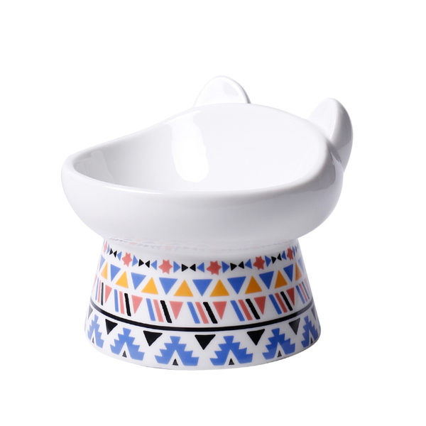 Boho Cute Small Elevated Ceramic Cat Bowl Pet Supplies Dishes Feeders & Fountains