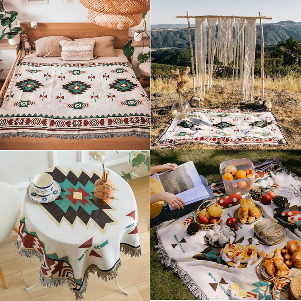 Boho Tribal Throw Blankets Picnic Rugs Bedroom Decor Throws & Afghans