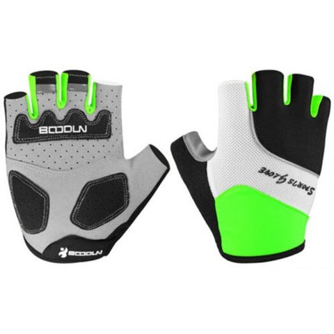 Pair Of High Elastic Breathable Half Finger Riding Gloves Green