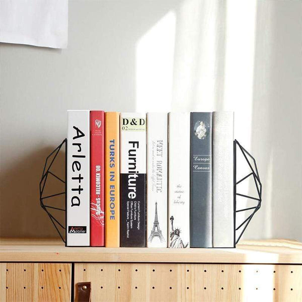 Black Metal Geometric Book Holder Nordic Decor Bookends