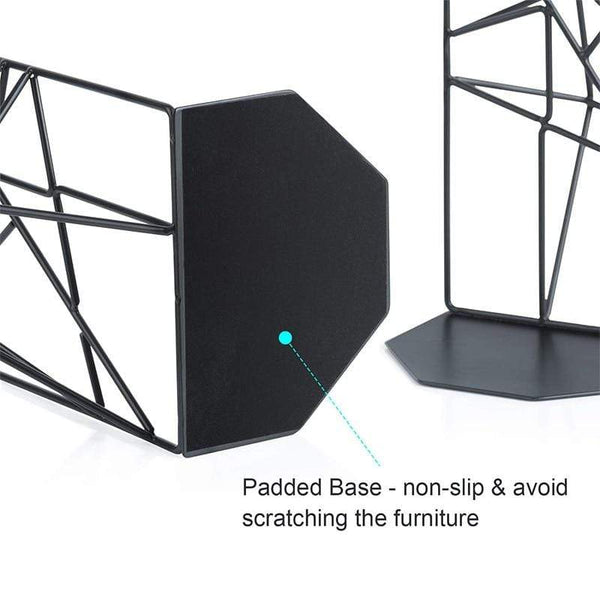 Black Metal Geometric Book Holder Nordic Decor Bookends