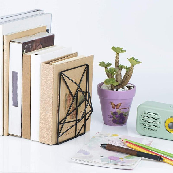 Black Metal Geometric Book Holder Nordic Decor Bookends