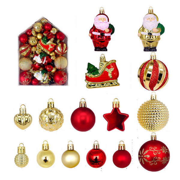 Boot Cut 72 Piece Christmas Bauble Set Hand Painted House And Round Ornaments Seasonal Decorations