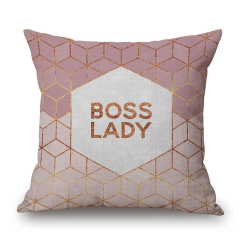 Boss Lady On Cotton Linen Pillow Cover