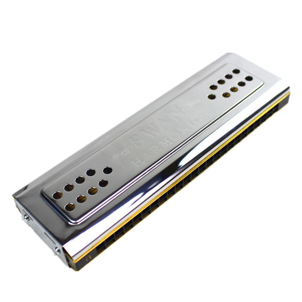 Both Sides Swan Harmonica Tremolo C G Key 24 Holes Double Harp Mouth Organ Woodwind Instruments Harmonicas