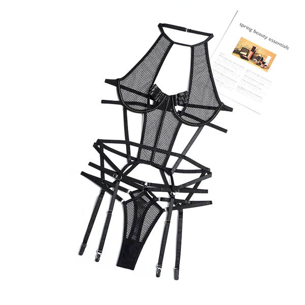 Mesh  Strappy Bandage Bodysuit Women Lingerie Colour Black Royal Blue White Bodysuits