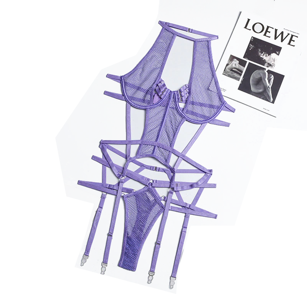 Mesh  Strappy Bandage Bodysuit Women Lingerie Colour Black Royal Blue White Bodysuits