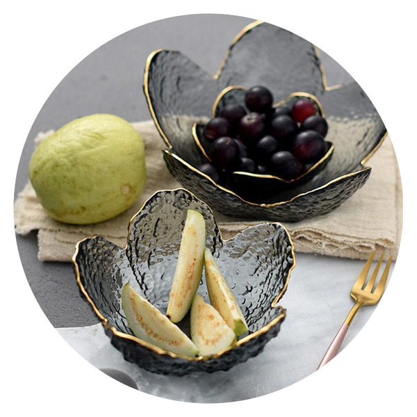 Flower Design Glass Bowls Fruit Decor Decorative Plates & Bowls