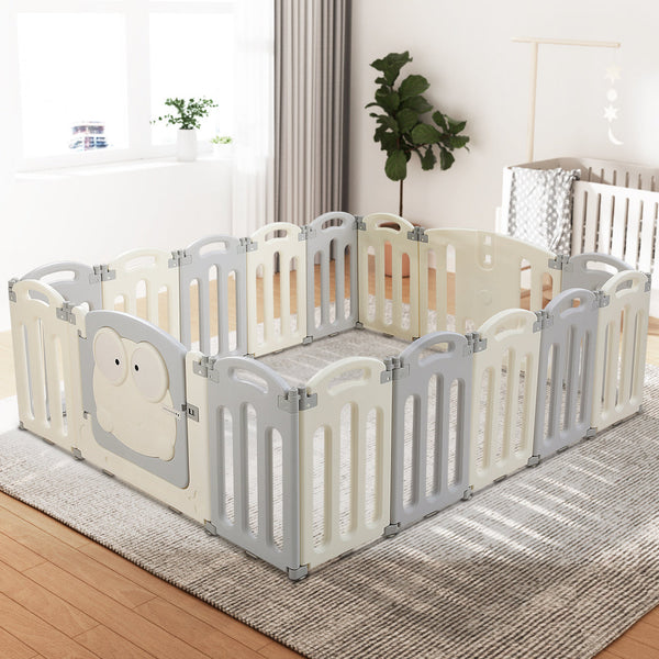 Keezi Baby Playpen 16 Panels Foldable Toddler Fence Safety Activity Centre