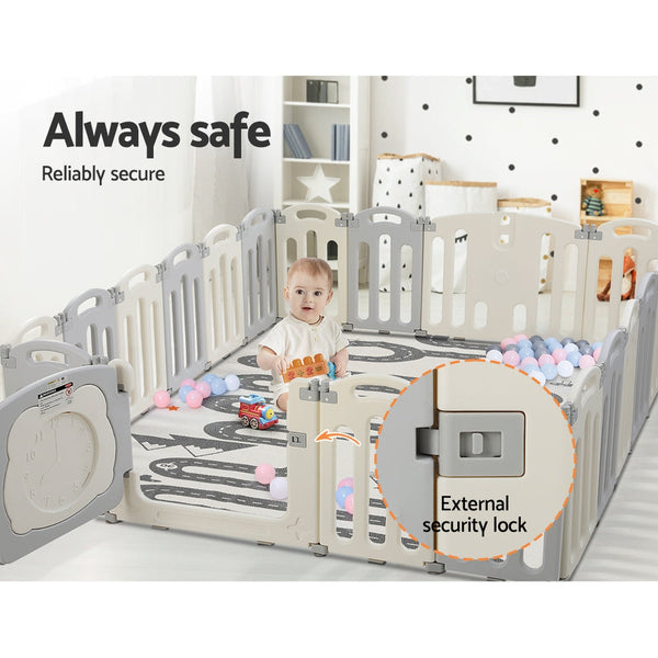 Keezi Little One Playpen 20 Panels Foldable Fence Safety Activity Centre Baby Playpens