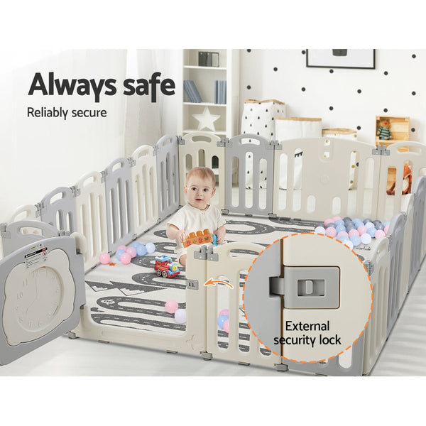 Keezi Baby Playpen 20 Panels Foldable Toddler Fence Safety Activity Centre
