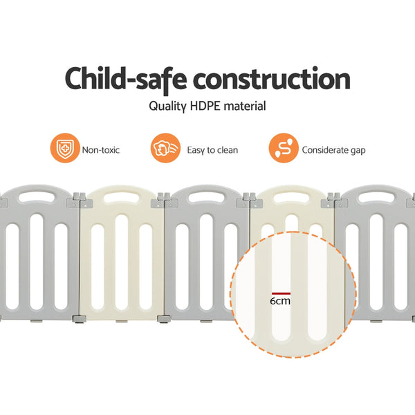Keezi Little One Playpen 20 Panels Foldable Fence Safety Activity Centre Baby Playpens