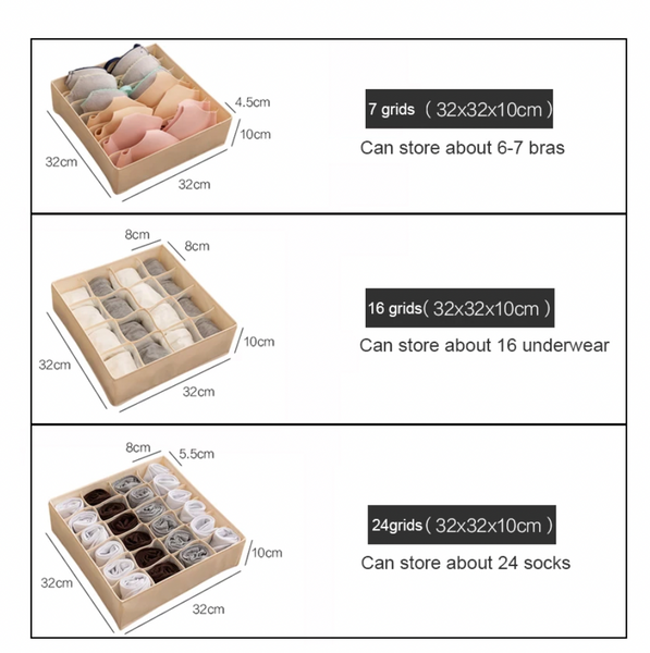 3Pcs Pack Storage Organizer For Socks Bra Underwear Garment Bags