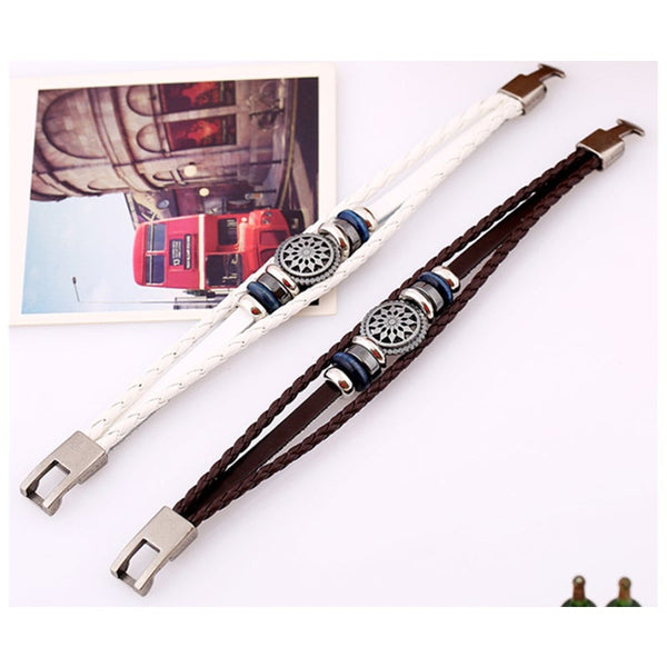 Veile Studios Bracelet Article Braid To Restore Ancient Ways Pu Leather Black Bracelets