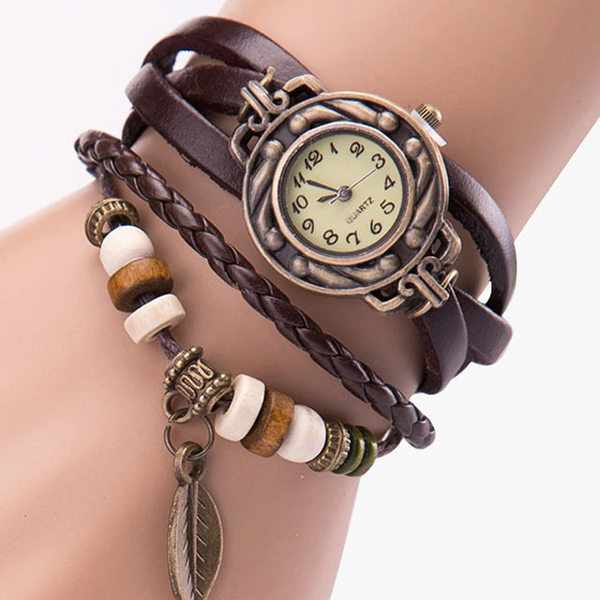 Veile Studios Tree Leaf Braid Bracelet Watch Brown Watches