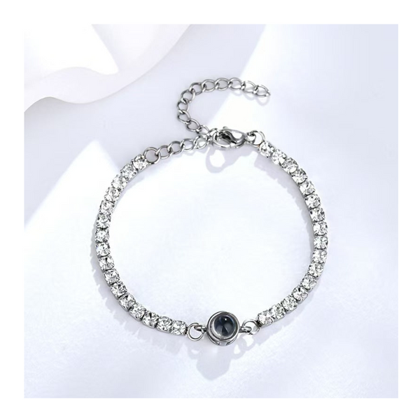 Customized Photo Projection Claw Chain Inlaid With Colored Diamonds Bracelet Women's Titanium Steel 100 Languages Bracelets