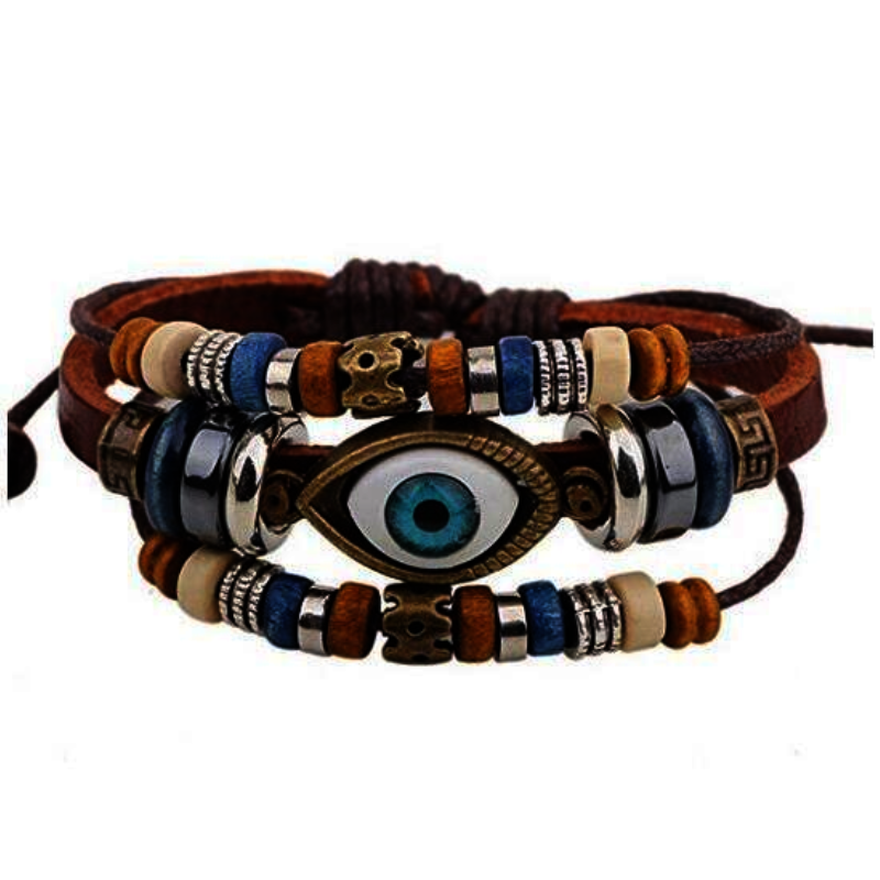 Bracelets Bangles Vintage Mystic Eye Charm Leather Wrap