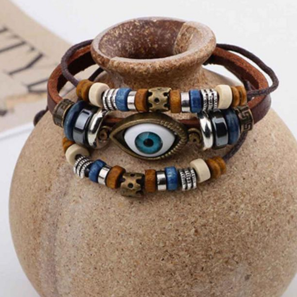 Bracelets Bangles Vintage Mystic Eye Charm Leather Wrap