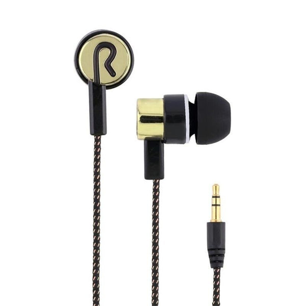 Universal 3.5Mm Stereo Mobile Phone Headphones Braided Wiring In Ear Headset Gold Wired Earphones