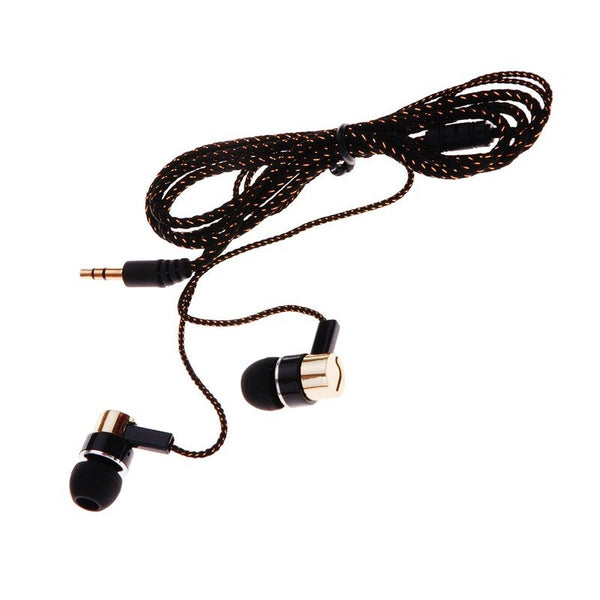Universal 3.5Mm Stereo Mobile Phone Headphones Braided Wiring In Ear Headset Gold Wired Earphones